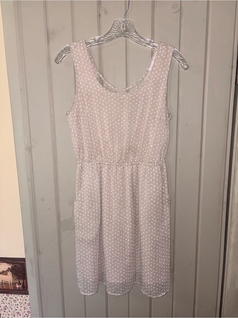 Band of Gypsies Light Cream Polka Dot Mini Dress